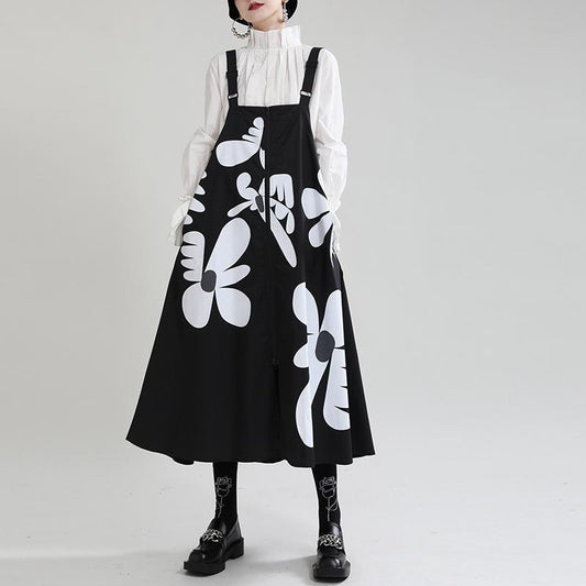 Women Casual Loose Suspender Floral Print Dresses-Maxi Dresses-JEWELRYSHEOWN