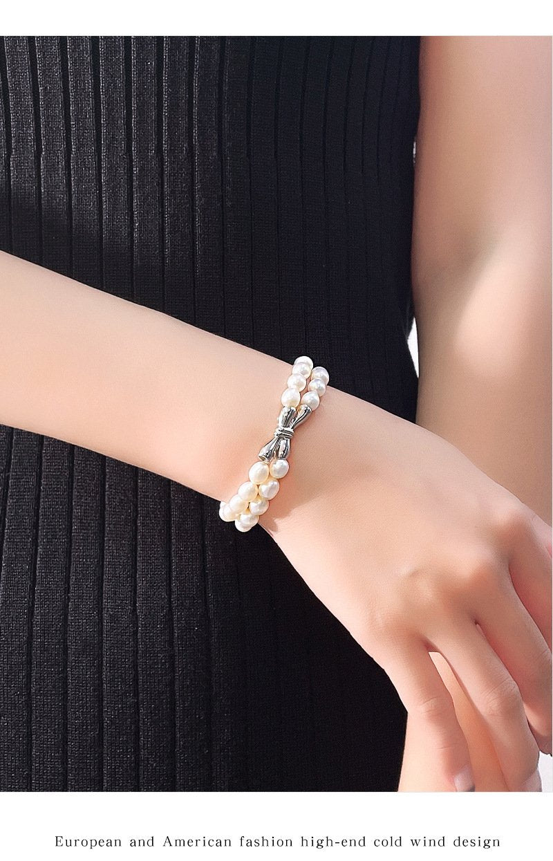Fashion Butterfly Design Sterling Silver Pearl Bracelets-Bracelets-JEWELRYSHEOWN