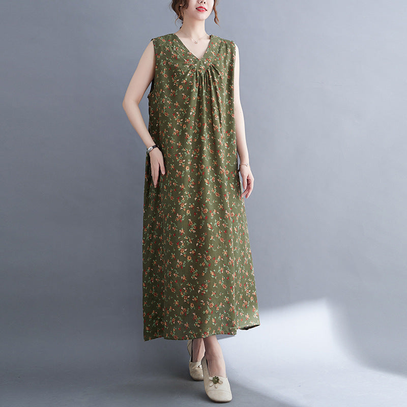 Casual Summer Linen Plus Sizes Sleeveless Dresses