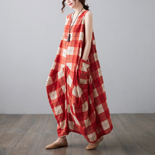 Summer Plus Sizes Linen Long Dresses for Women-JEWELRYSHEOWN