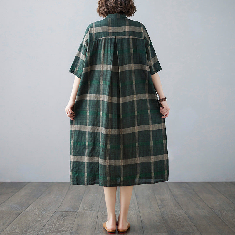 Summer Casual Linen Plus Sizes Midi Dresses-Dresses-JEWELRYSHEOWN