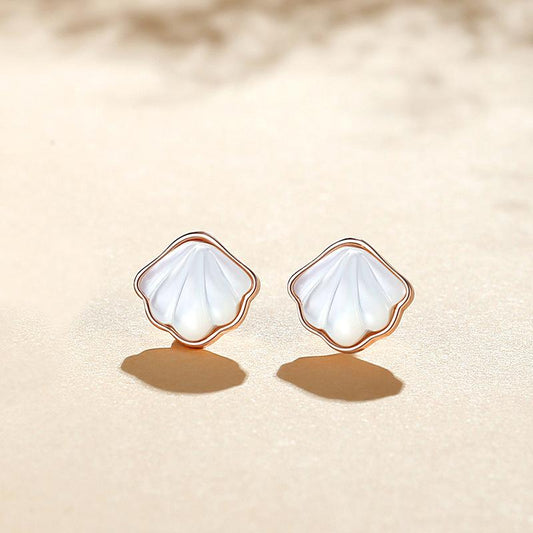 Shell Shape Silver Earring Studs for Women-Earrings-JEWELRYSHEOWN
