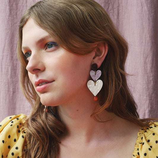 Vintage Acrylic Sweetheart Design Earrings for Women-Earrings-JEWELRYSHEOWN