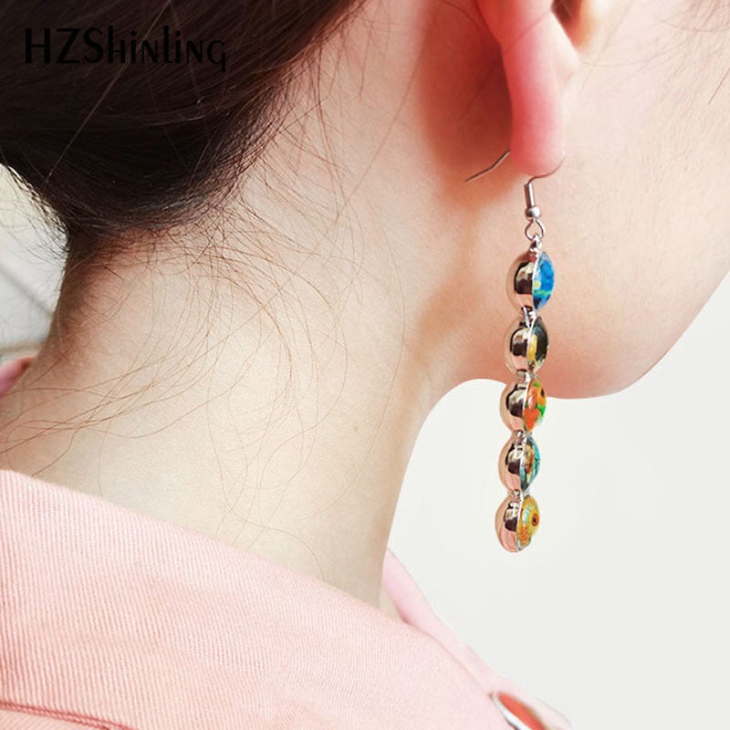 Sunflower Design Stone Drop Earrings for Women-Earrings-JEWELRYSHEOWN