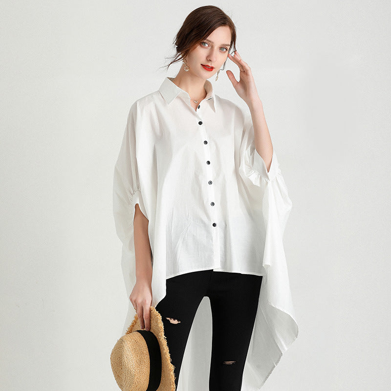 Casual Asymetrical Plus Sizes Women Shirts Blouses-Shirts & Tops-JEWELRYSHEOWN