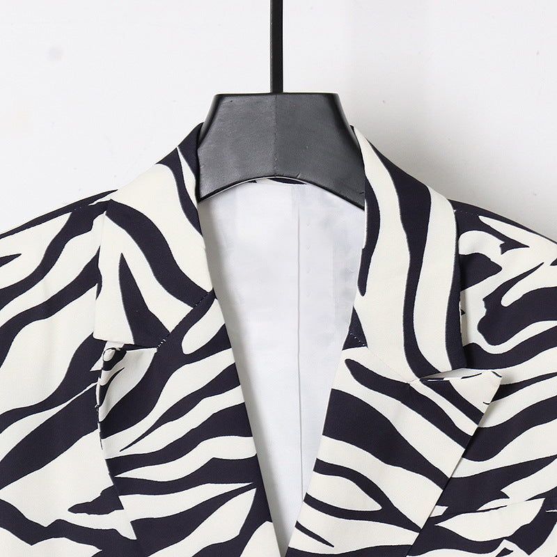 Women Zebra Print Office Laday Blazer Coats
