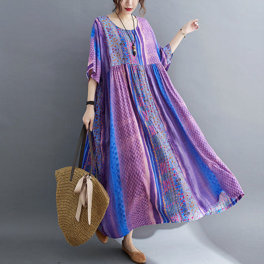 Purple Summer Women Long Loose Dresses