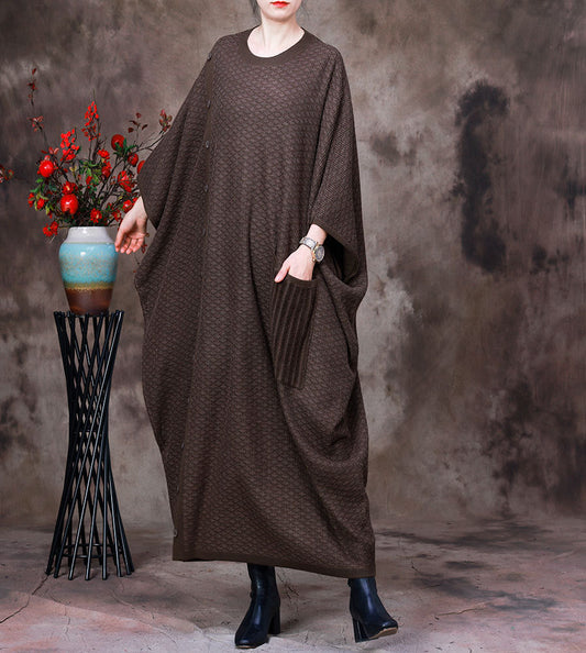 Vintage Batwing Sleeves Fall Plus Sizes Woolen Knitted Dresses