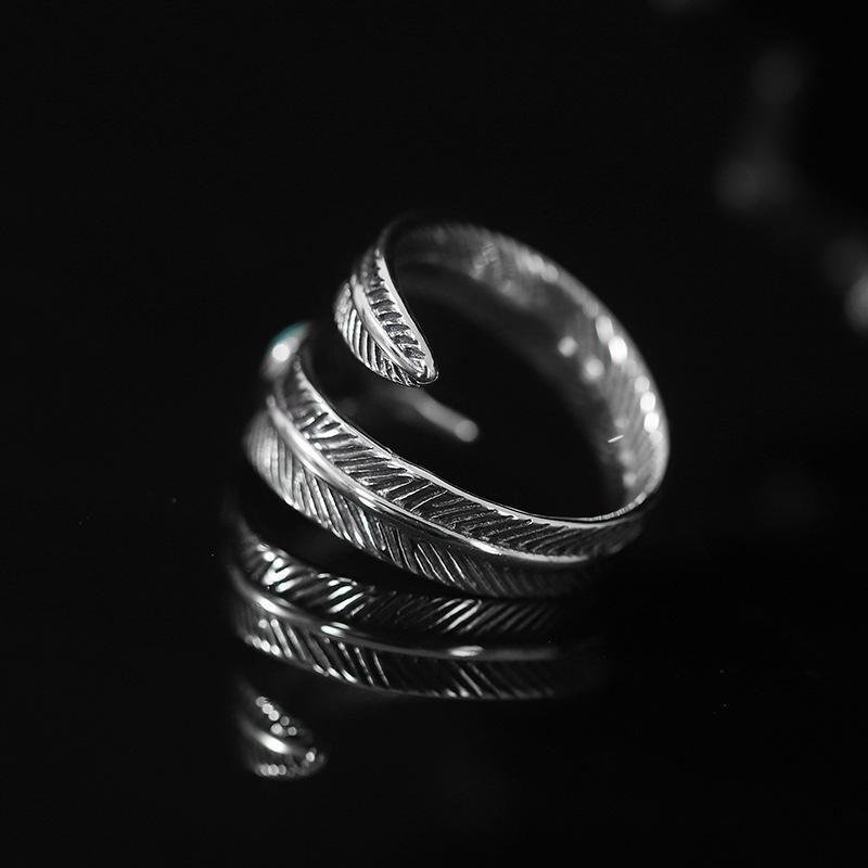 Autique Feather Design Sterling Sliver Rings for Women&Men-Rings-JEWELRYSHEOWN