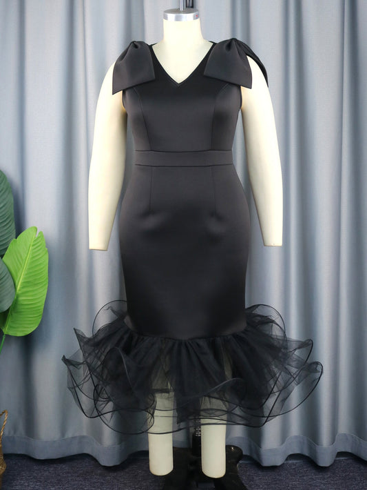 Sexy Sleeveless Plus Sizes Black Party Dresses-Dresses-Black-S-Free Shipping at meselling99