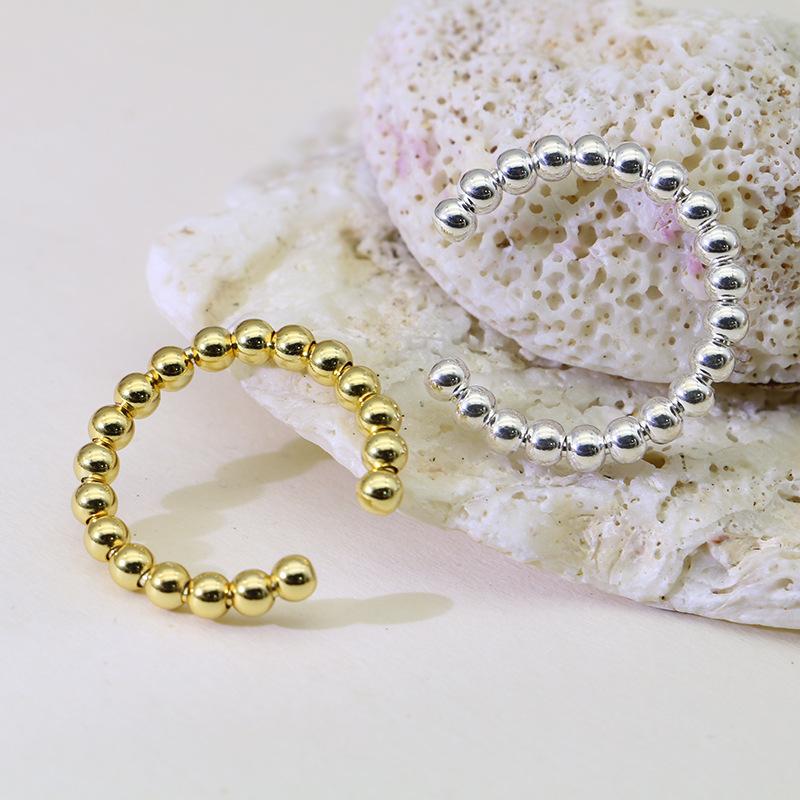 Beads Design Open End Silver Rings for Women-Rings-JEWELRYSHEOWN