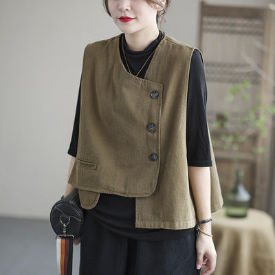 Vintage Sleeveless Casual Vest for Women-Vests-JEWELRYSHEOWN