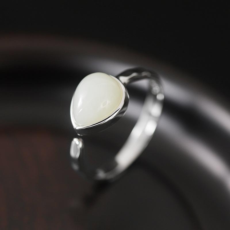 Vintage Water Drop Desgin Serling Silver Ring for Women-Rings-JEWELRYSHEOWN