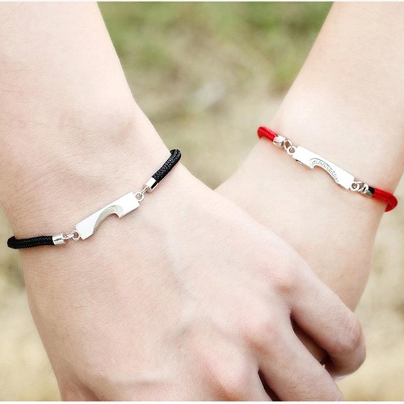 Heart Shape Designed Romatic Couple Silver Bracelets-Bracelets-JEWELRYSHEOWN