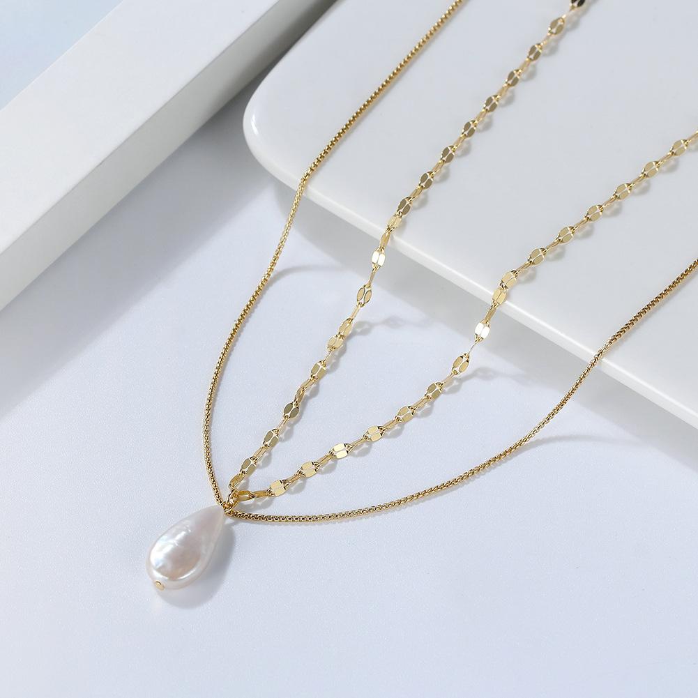 Weater Drop Pearl Design Sterling Silver Necklaces-Neacklace-JEWELRYSHEOWN