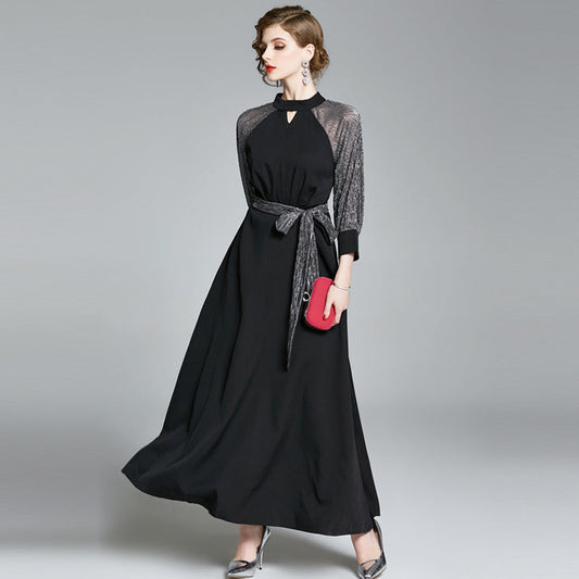 Elegant Office Lady Black Long Dresses