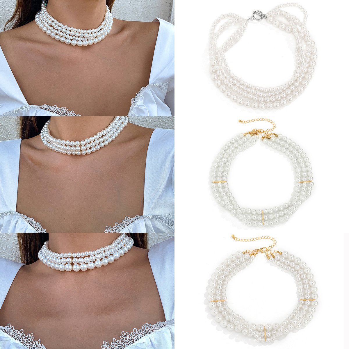 Elegant Round Shape Artificial Pearl Necklace for Women-Necklaces-JEWELRYSHEOWN