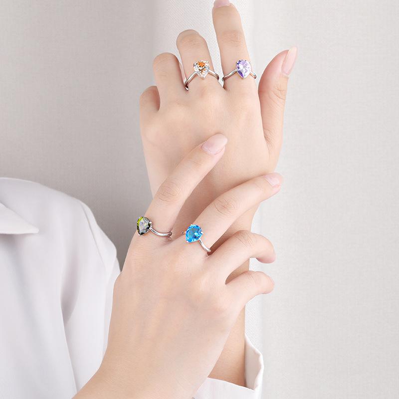 Fashion Sterling Silver Colorful Zircon Rings-Rings-JEWELRYSHEOWN