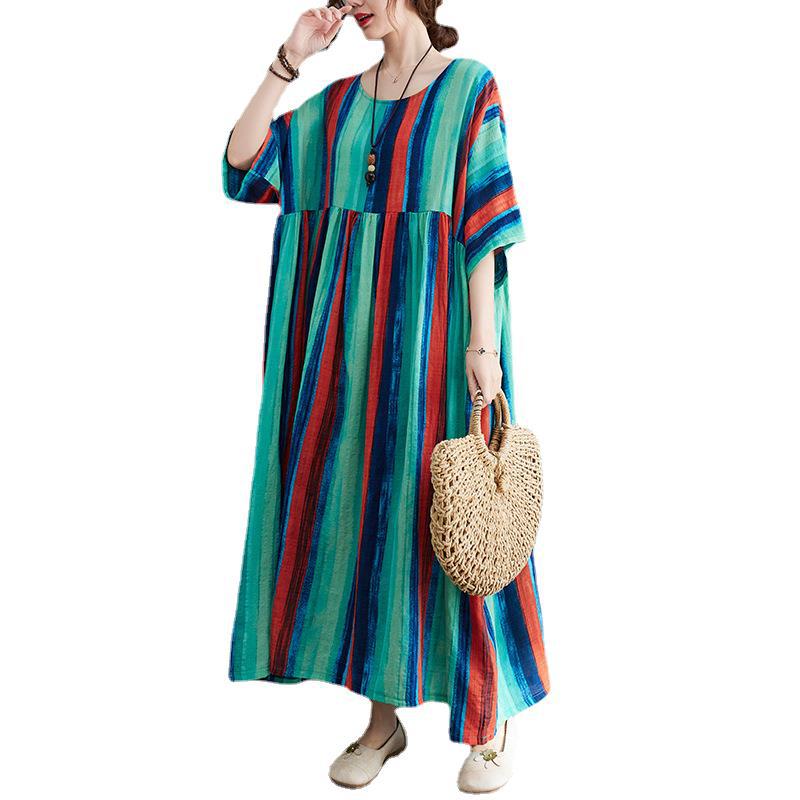Summer Striped Women Long Cozy Dresses