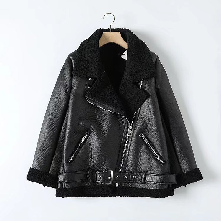 Fashion Winter Pu Leather with Fur Motorcycle Jacket Coats-Outerwear-Black-B-XS-Free Shipping at meselling99