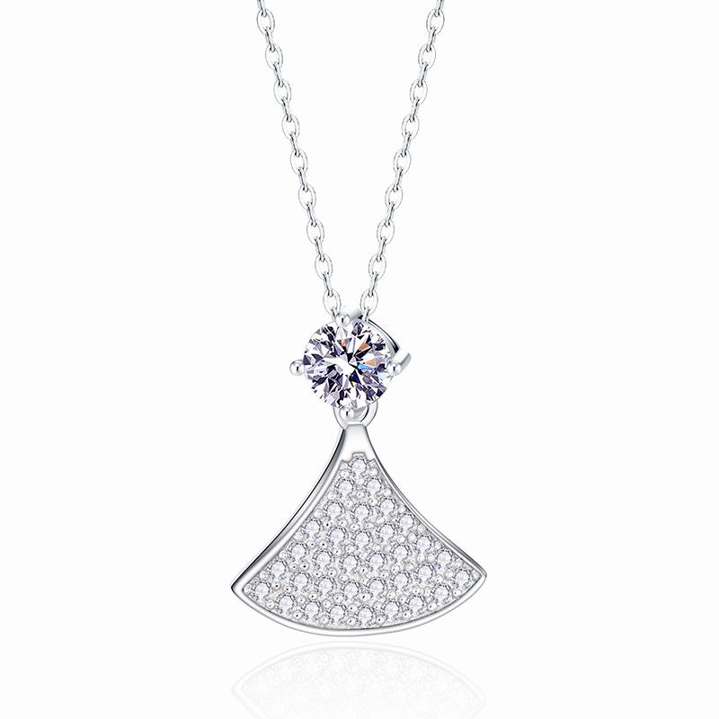Designed Little Dress Moissanite Clavicle Necklace-Necklaces-JEWELRYSHEOWN