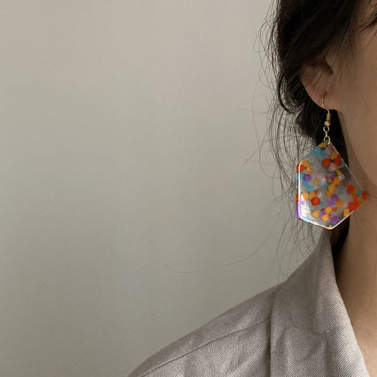 Vintage Irregular Colorful Square Candy Designed Women Earrings-Earrings-JEWELRYSHEOWN