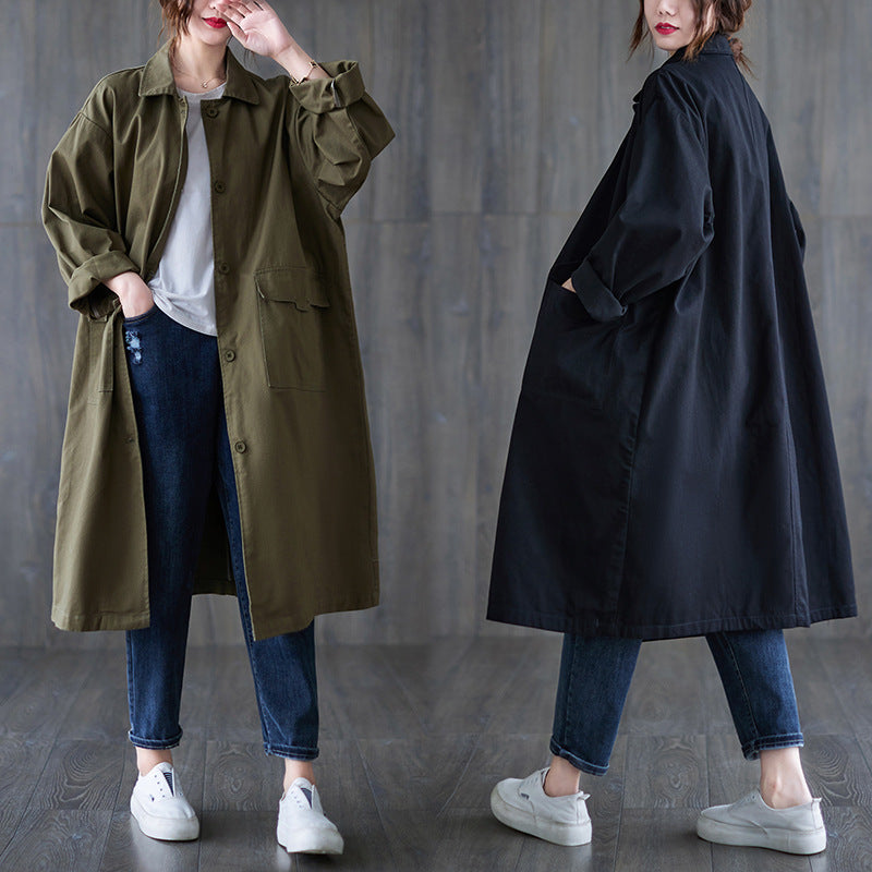 Fall Plus Sizes Long Trench coats for Women