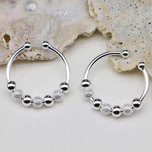 String Beads Design Rotatable Silver Rings for Women-Rings-JEWELRYSHEOWN
