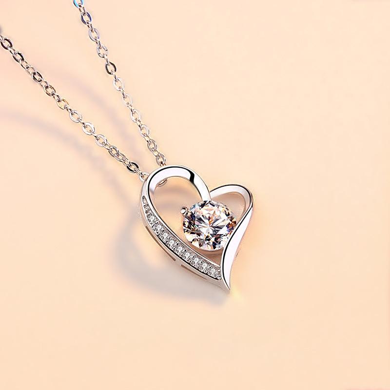 Fall In Love At First Sight Zircon Sterling Sliver Necklace-Necklaces-JEWELRYSHEOWN