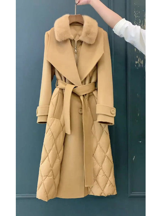 Designed Winter Plus Sizes Women Long Cotton Coats