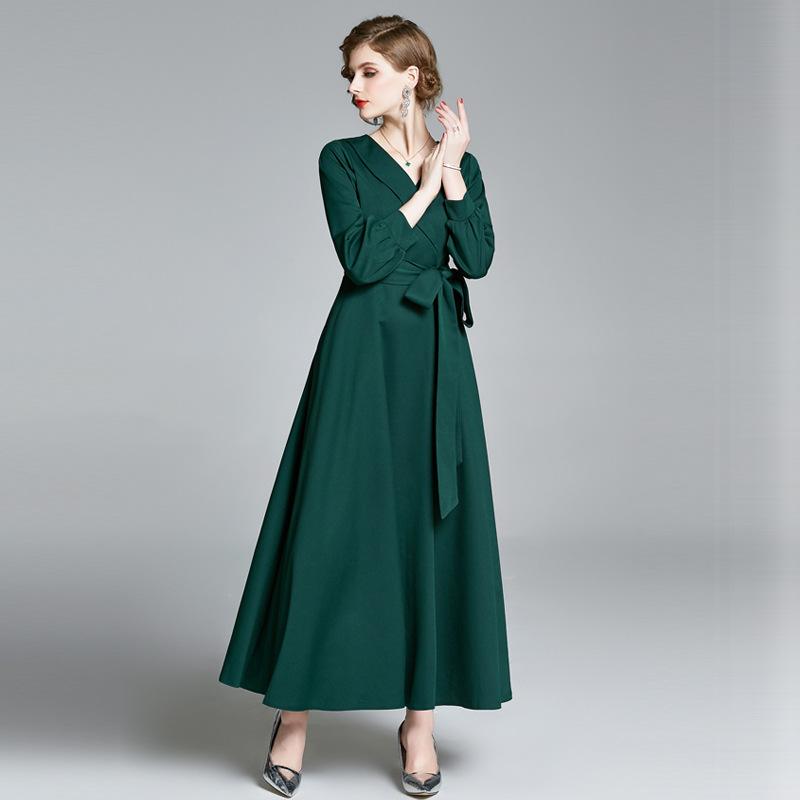 Vintage Elegant Dark Green Long Dresses