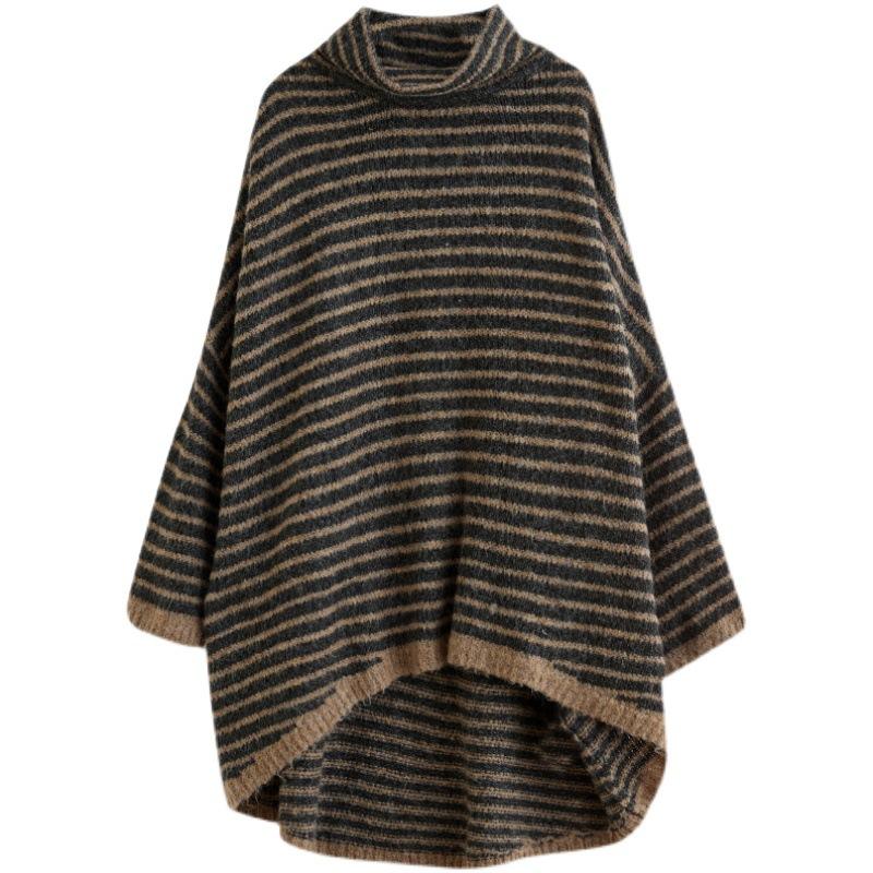 Leisure Loose Kitting Striped Hoody Sweaters-Women Sweaters-JEWELRYSHEOWN