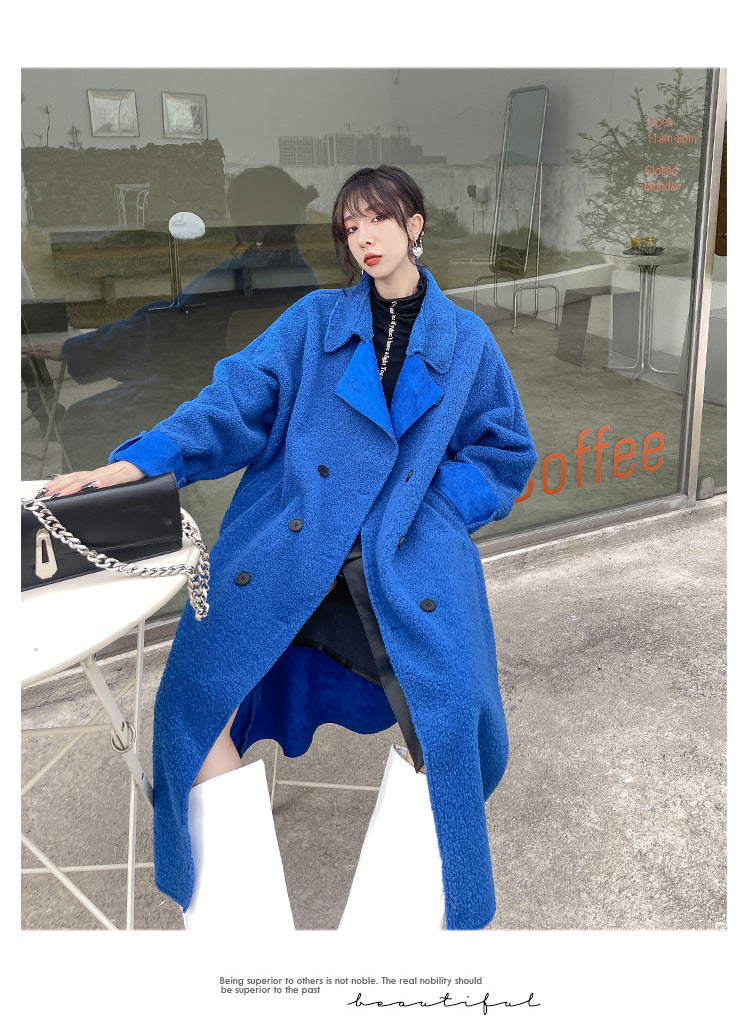 Luxury Plus Sizes Sherpa Peach Velvet Warm Winter Overcoat-Outerwear-JEWELRYSHEOWN