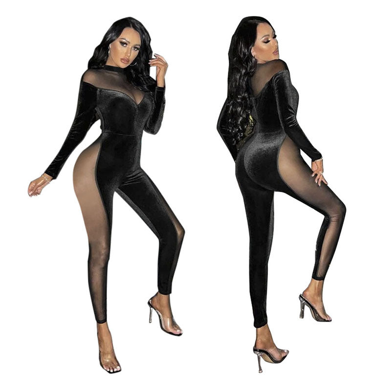 Sexy See Through Black Jumpsuits