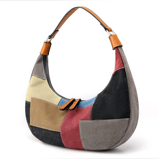 Designed Moon Shaped Canvas Bags for Women 1662-Handbags-The same as picture-Free Shipping Leatheretro
