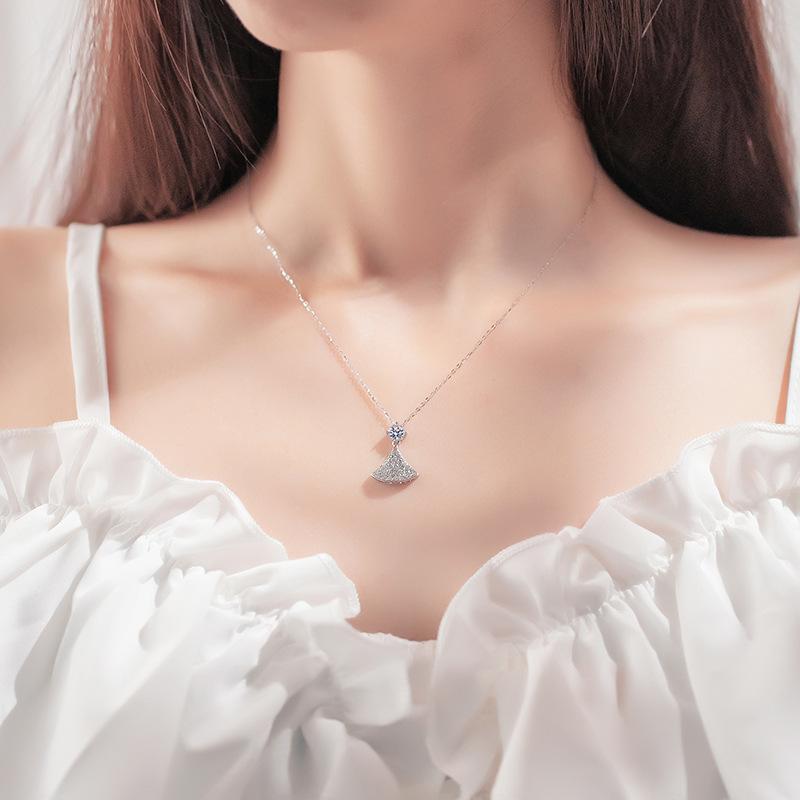 Designed Little Dress Moissanite Clavicle Necklace-Necklaces-JEWELRYSHEOWN