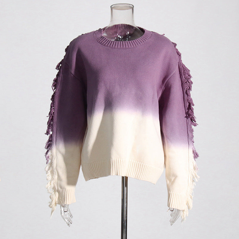 Designed  Fashion Coloring Tassels Knitted Sweaters