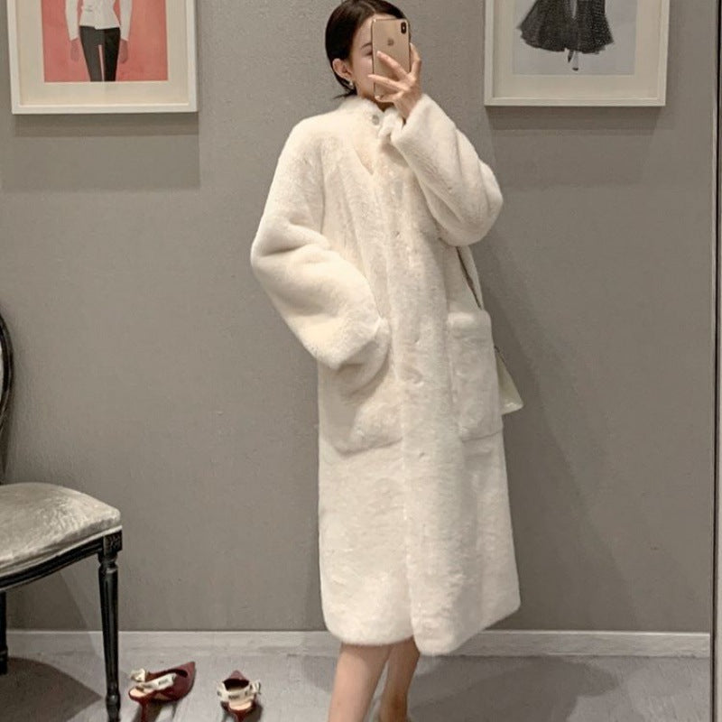 Winter Soft Warm Artificial Fur Long Overcoats for Women