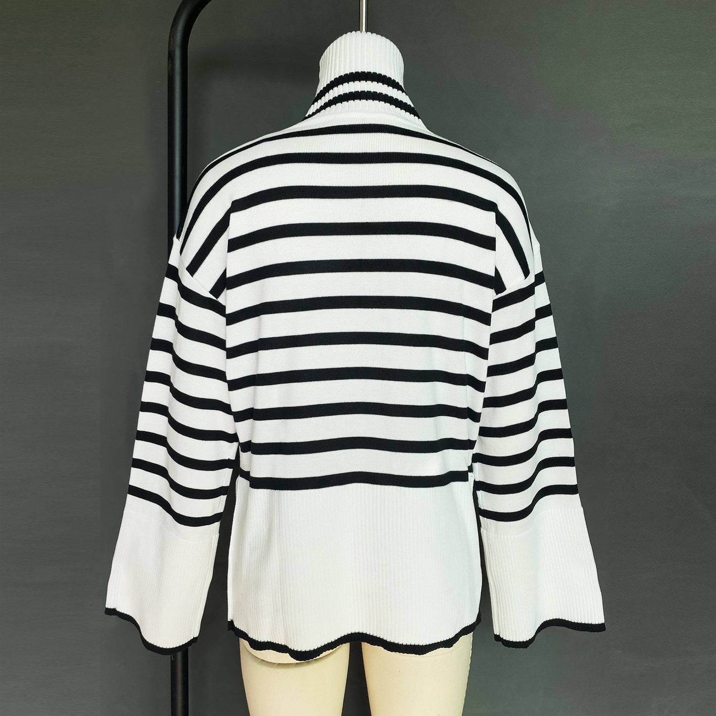 Fashion High Neck Striped Pullover Sweaters