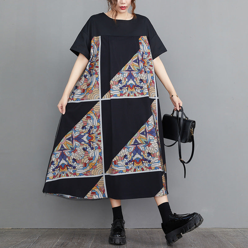 Vintage Geometry Designed Women Long Cozy Dresses