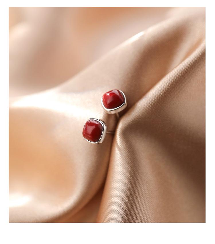 Red Vintage Sliver Earring Stud for Women-Earrings-JEWELRYSHEOWN