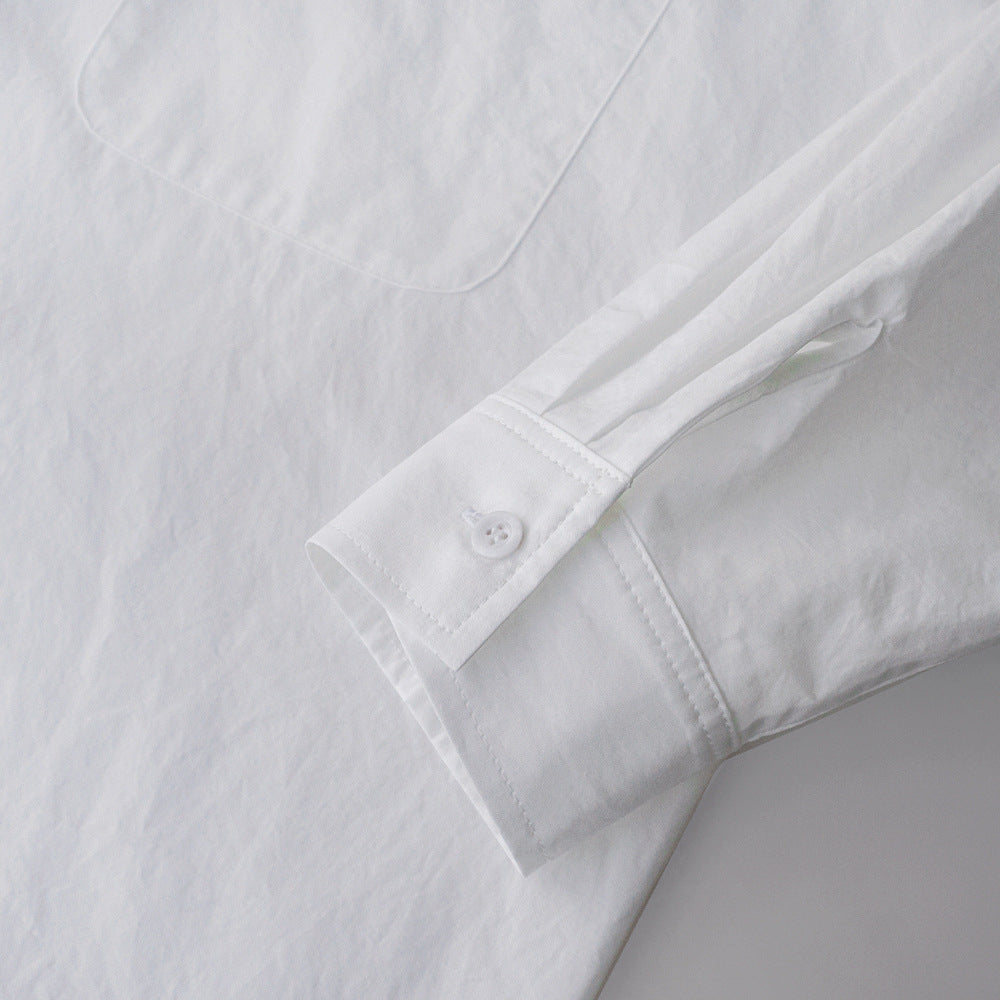Casual White Midi Length Women Long Sleeves Shirts