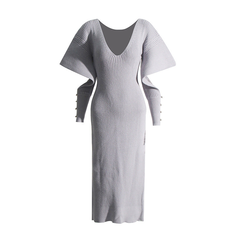 Fashion Designed Midi Length Knitted Dresses