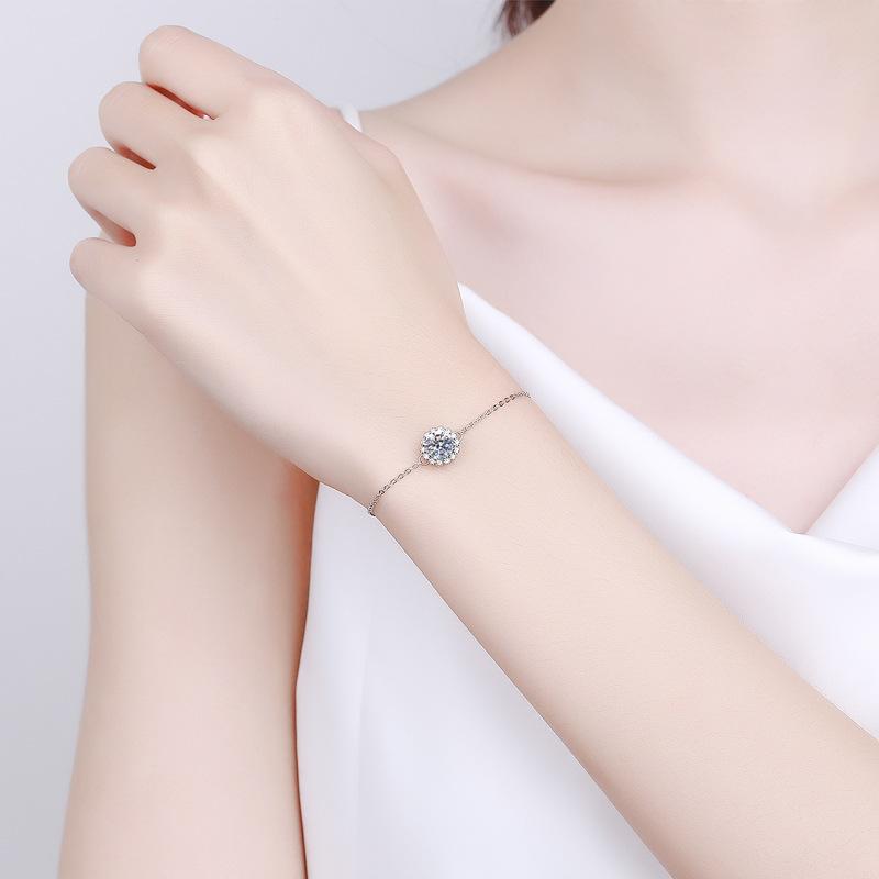 Simple Design Moissanite Sterling Silver Bracelet-Bracelets-JEWELRYSHEOWN