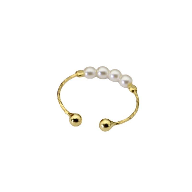 Pearl Beads Design Siver Tail Ring for Women-Rings-JEWELRYSHEOWN