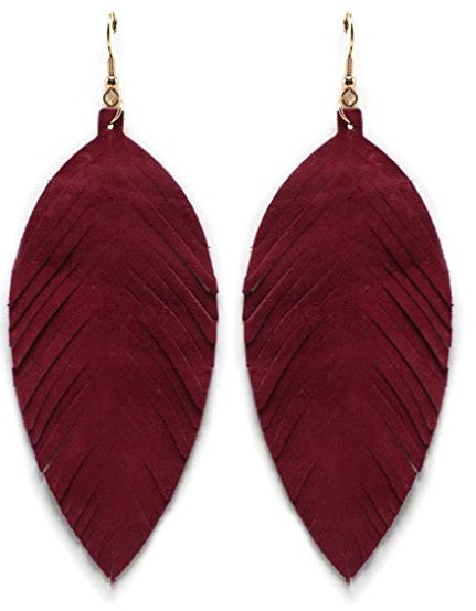 Leaves Desind Tassles Pu Leather Women Earrings-Earrings-JEWELRYSHEOWN