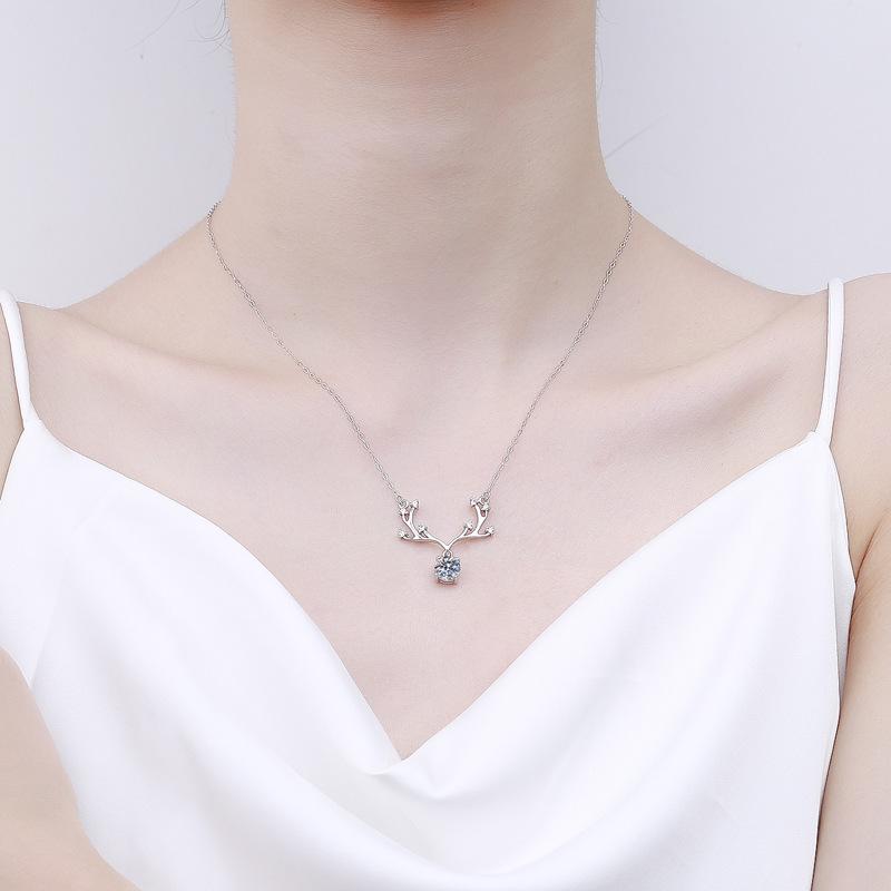 Fashion Elk Design Silver Necklace for Women-Necklaces-JEWELRYSHEOWN