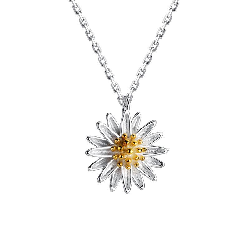 Charming Daisy Design Silver Necklace for Women-Necklaces-JEWELRYSHEOWN