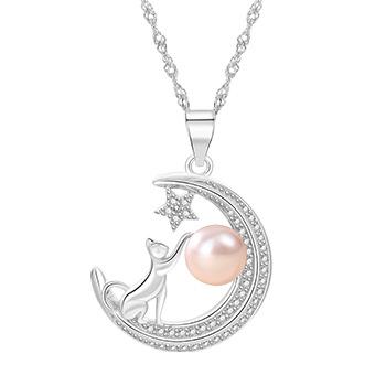 Fashion Moon Star Design Sterling Sliver Necklace-Necklaces-JEWELRYSHEOWN