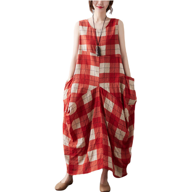 Summer Plus Sizes Linen Long Dresses for Women-JEWELRYSHEOWN